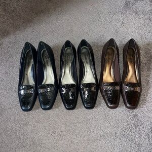 3 Pair Trotters Flat Loafers Navy Brown Black Size 7N